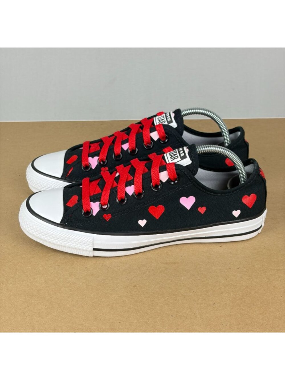 Converse Chuck Taylor All Star Heart Print Sneakers Womens 7 Black Pink Red - Picture 10 of 10